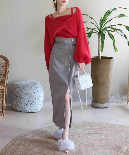 ROYAL PARTY（ロイヤルパーティー）の「ハイウエストダブルZIPタイトスカート（スカート・レディース・ピンク/ブラック/グレー・FREE）」の6枚目の写真