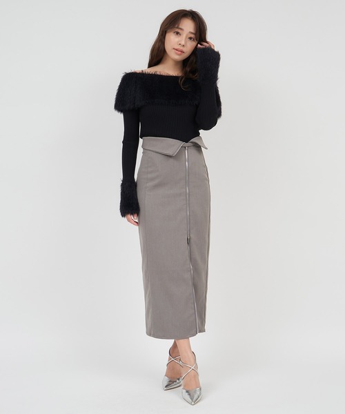 ROYAL PARTY（ロイヤルパーティー）の「ハイウエストダブルZIPタイトスカート（スカート・レディース・ピンク/ブラック/グレー・FREE）」の13枚目の写真