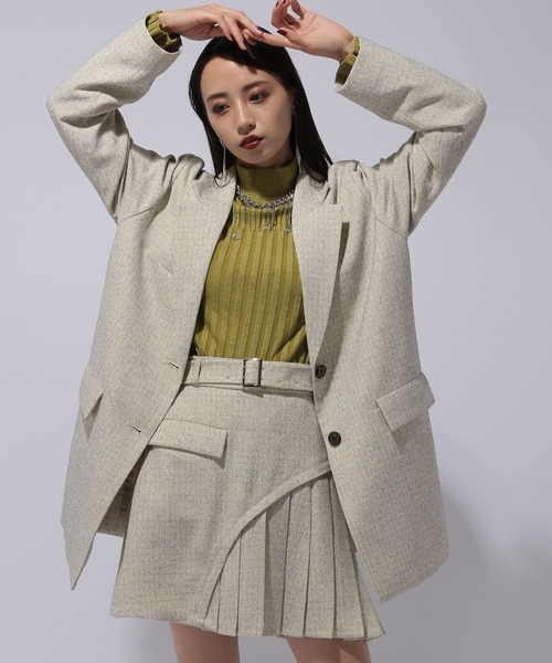 HARE（ハレ）の「2Pミドルジャケット＊アシメプリーツショートパンツ(HARE)（セットアップ・レディース・ブラック/オフホワイト・FREE）」の14枚目の写真