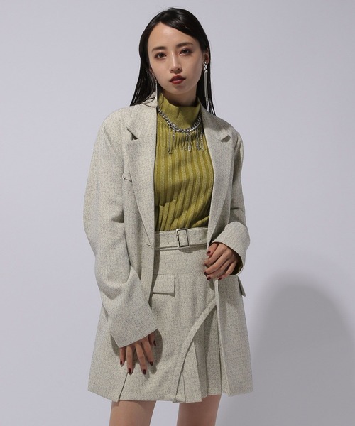 HARE（ハレ）の「2Pミドルジャケット＊アシメプリーツショートパンツ(HARE)（セットアップ・レディース・ブラック/オフホワイト・FREE）」の15枚目の写真