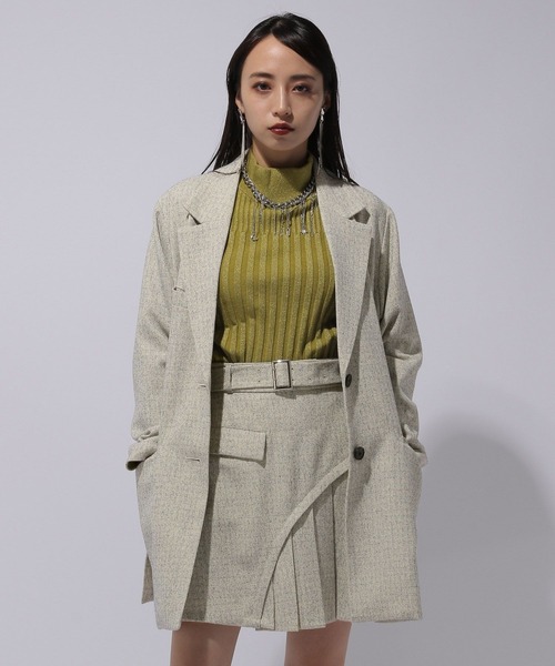 HARE（ハレ）の「2Pミドルジャケット＊アシメプリーツショートパンツ(HARE)（セットアップ・レディース・ブラック/オフホワイト・FREE）」の16枚目の写真