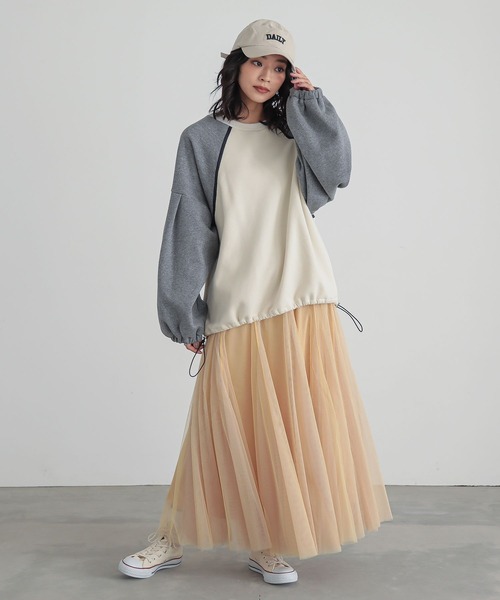 n'OrLABEL（ノアールレーベル）の「裏起毛配色ラグランプルオーバー（スウェット・レディース・ネイビー/アイボリー/杢グレー・FREE）」の17枚目の写真