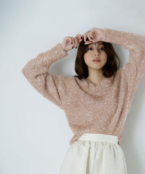 NATURAL BEAUTY BASIC（ナチュラルビューティーベーシック）の「◇ラメシャギーニット（ニット/セーター・レディース・ピンク/ベージュ/チャコールグレー・FREE）」の8枚目の写真