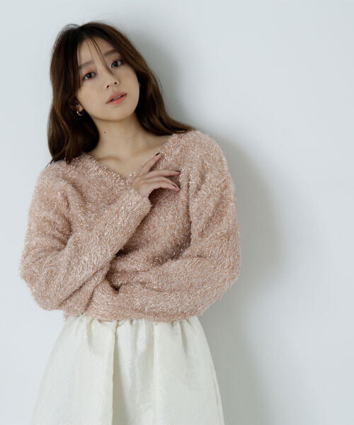 NATURAL BEAUTY BASIC（ナチュラルビューティーベーシック）の「◇ラメシャギーニット（ニット/セーター・レディース・ピンク/ベージュ/チャコールグレー・FREE）」の10枚目の写真