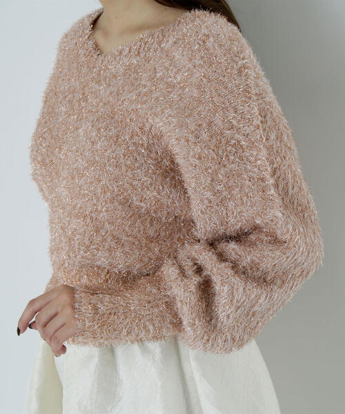 NATURAL BEAUTY BASIC（ナチュラルビューティーベーシック）の「◇ラメシャギーニット（ニット/セーター・レディース・ピンク/ベージュ/チャコールグレー・FREE）」の18枚目の写真