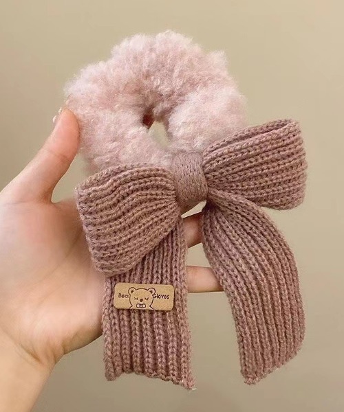 Mayree(メイリー)の「【urge select】ニットリボン×ファーシュシュ(シュシュ・レディース・ブラウン/ピンク/ダークブラウン/ブルー/アイボリー/カーキ・FREE)」の6枚目の写真