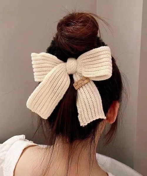 Mayree(メイリー)の「【urge select】ニットリボン×ファーシュシュ(シュシュ・レディース・ブラウン/ピンク/ダークブラウン/ブルー/アイボリー/カーキ・FREE)」の2枚目の写真