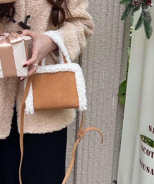 Mignonjour（ミニョンジュール）の「Mignonjour/ムートン風2wayバッグ M2590（ハンドバッグ・レディース・ブラウン・FREE）」の4枚目の写真