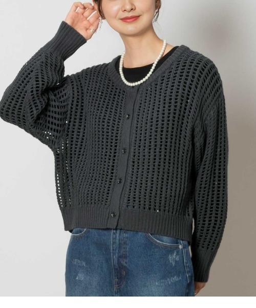 Right-on（ライトオン）の「【HONEYSUCKLE ROSE】スパンコールカーデレイヤード（アンサンブル・レディース・ダークグレー/オフホワイト・M/L/XL/S）」の2枚目の写真