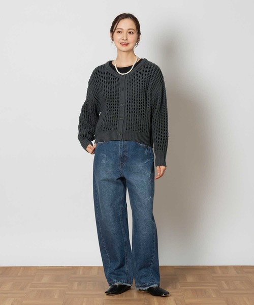 Right-on（ライトオン）の「【HONEYSUCKLE ROSE】スパンコールカーデレイヤード（アンサンブル・レディース・ダークグレー/オフホワイト・M/L/XL/S）」の6枚目の写真