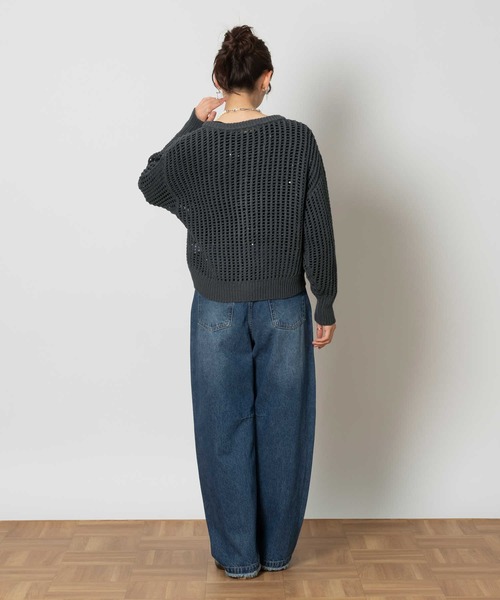 Right-on（ライトオン）の「【HONEYSUCKLE ROSE】スパンコールカーデレイヤード（アンサンブル・レディース・ダークグレー/オフホワイト・M/L/XL/S）」の8枚目の写真