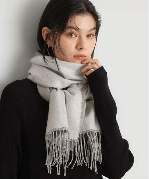 THE SHOP TK （ザ ショップ ティーケー ）の「◆リバーシブルマフラー（ストール/ショール・レディース・ライトグレー系6/チャコール/オレンジ系その他5・00）」の2枚目の写真