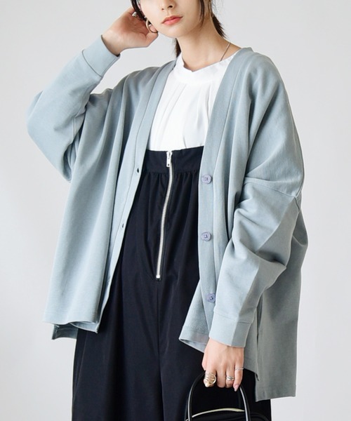 and it_（アンドイット）の「Vネックスウェットワイドカーディガン（カーディガン/ボレロ・レディース・杢グレー/ナチュラル/グレイッシュブルー/ブラック/カーキ・M-L）」の21枚目の写真