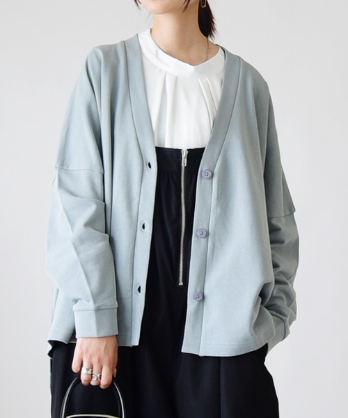 and it_（アンドイット）の「Vネックスウェットワイドカーディガン（カーディガン/ボレロ・レディース・杢グレー/ナチュラル/グレイッシュブルー/ブラック/カーキ・M-L）」の22枚目の写真