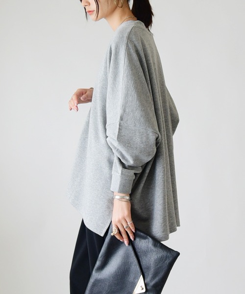 and it_（アンドイット）の「Vネックスウェットワイドカーディガン（カーディガン/ボレロ・レディース・杢グレー/ナチュラル/グレイッシュブルー/ブラック/カーキ・M-L）」の12枚目の写真