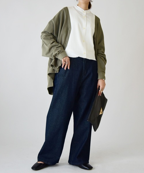 and it_（アンドイット）の「Vネックスウェットワイドカーディガン（カーディガン/ボレロ・レディース・杢グレー/ナチュラル/グレイッシュブルー/ブラック/カーキ・M-L）」の15枚目の写真