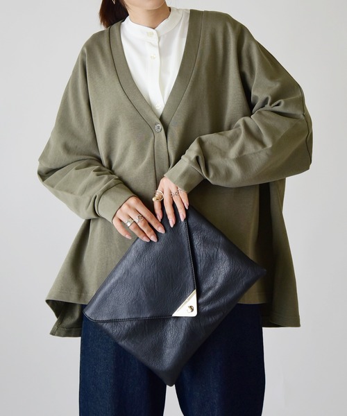 and it_（アンドイット）の「Vネックスウェットワイドカーディガン（カーディガン/ボレロ・レディース・杢グレー/ナチュラル/グレイッシュブルー/ブラック/カーキ・M-L）」の17枚目の写真