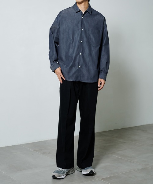 STUDIOUS（ステュディオス）の「【PUBLIC TOKYO/パブリックトウキョウ】エバークリースデニムワイドパンツ（デニムパンツ・メンズ・インディゴブルー/ブラック・1/2）」の4枚目の写真