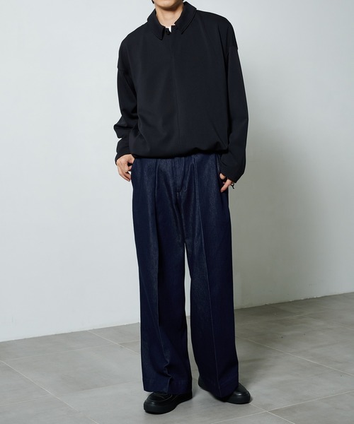 STUDIOUS（ステュディオス）の「【PUBLIC TOKYO/パブリックトウキョウ】エバークリースデニムワイドパンツ（デニムパンツ・メンズ・インディゴブルー/ブラック・1/2）」の6枚目の写真