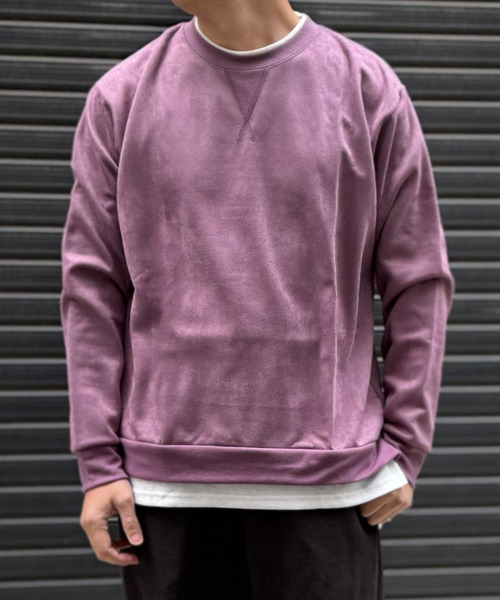 ikka(イッカ)の「GOKU楽 フェイクスエードレイヤード(スウェット・メンズ・チャコールグレー/ブルー/パープル/ライトグレー/グリーン・M/L/XL/S)」の5枚目の写真