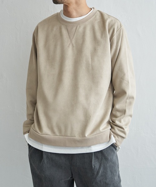 ikka(イッカ)の「GOKU楽 フェイクスエードレイヤード(スウェット・メンズ・チャコールグレー/ブルー/パープル/ライトグレー/グリーン・M/L/XL/S)」の3枚目の写真