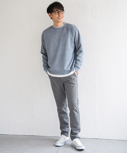 ikka(イッカ)の「GOKU楽 フェイクスエードレイヤード(スウェット・メンズ・チャコールグレー/ブルー/パープル/ライトグレー/グリーン・M/L/XL/S)」の15枚目の写真