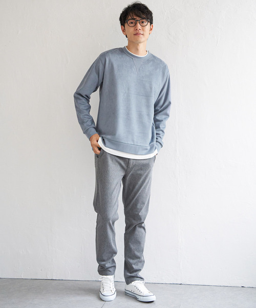 ikka(イッカ)の「GOKU楽 フェイクスエードレイヤード(スウェット・メンズ・チャコールグレー/ブルー/パープル/ライトグレー/グリーン・M/L/XL/S)」の16枚目の写真