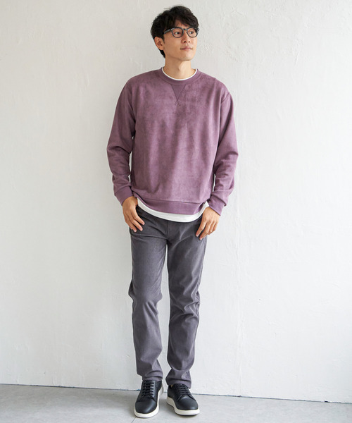 ikka(イッカ)の「GOKU楽 フェイクスエードレイヤード(スウェット・メンズ・チャコールグレー/ブルー/パープル/ライトグレー/グリーン・M/L/XL/S)」の17枚目の写真