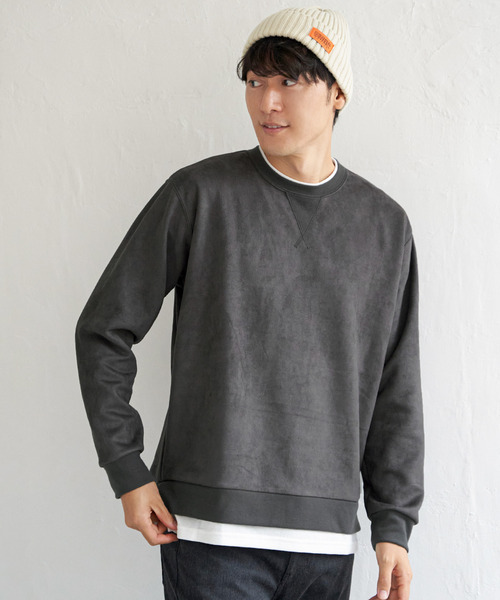 ikka(イッカ)の「GOKU楽 フェイクスエードレイヤード(スウェット・メンズ・チャコールグレー/ブルー/パープル/ライトグレー/グリーン・M/L/XL/S)」の6枚目の写真