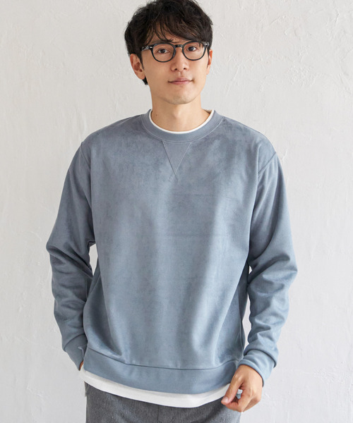 ikka(イッカ)の「GOKU楽 フェイクスエードレイヤード(スウェット・メンズ・チャコールグレー/ブルー/パープル/ライトグレー/グリーン・M/L/XL/S)」の8枚目の写真