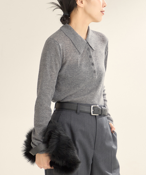 plage WOOLポロニットシャツ plage（プラージュ）の「WOOL ポロニットシャツ（ニット/セーター