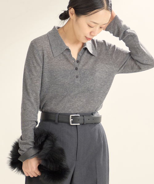 plage WOOLポロニットシャツ
