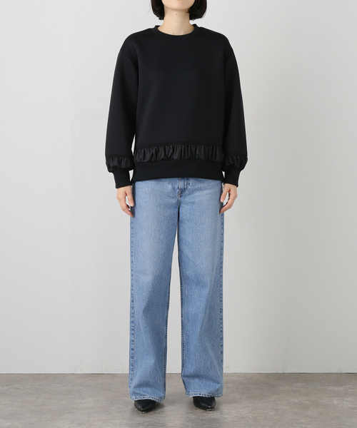 La TOTALITE(ラトータリテ)の「【MARECHAL TERRE/マルシャルテル】ギャザーデザインプルオーバー(Tシャツ/カットソー・レディース・ライトグレー/ブラック・FREE)」の4枚目の写真