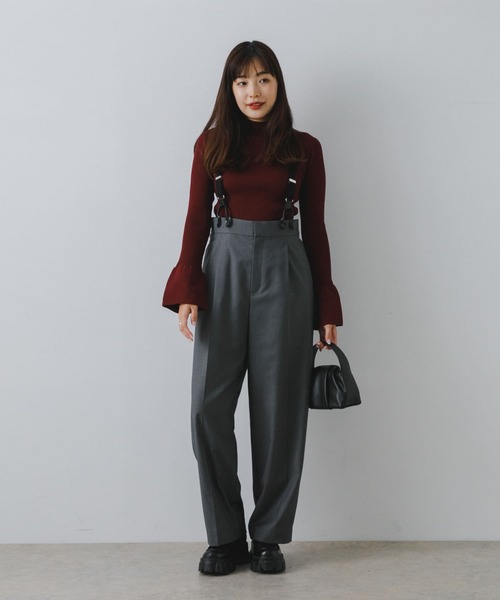 【URBAN　RESEARCH　ROSSO】F by ROSSO　ウォッシャブル袖フリルコンパクトニット セール】F by ROSSO ウォッシャブル袖フリルコンパクトニット