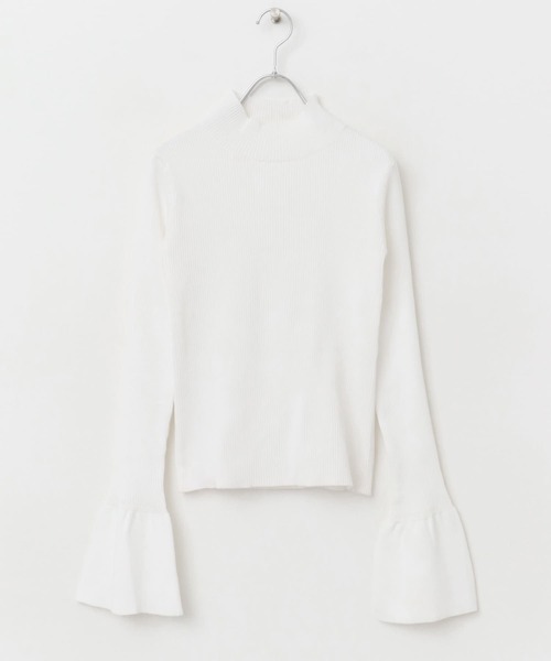 セール】F by ROSSO ウォッシャブル袖フリルコンパクトニット