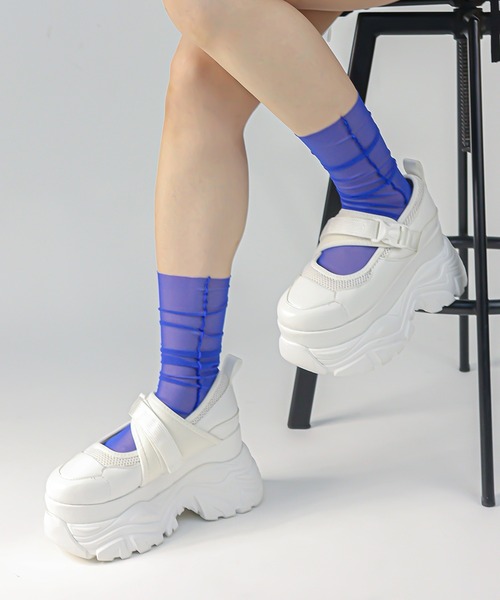 LOVEHUNTER(ラブハンター)の「LOVE HUNTER/9.5cm 超厚底 スタイルアップ メリージェーンスニーカー(1901)(スニーカー・レディース・ホワイト/ブラック・LL/S/M/L)」の1枚目の写真