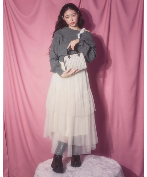 archives（アルシーヴ）の「ベロアリボンワンショルニット（ニット/セーター・レディース・グレー/アイボリー/ブラック・MEDIUM）」の8枚目の写真