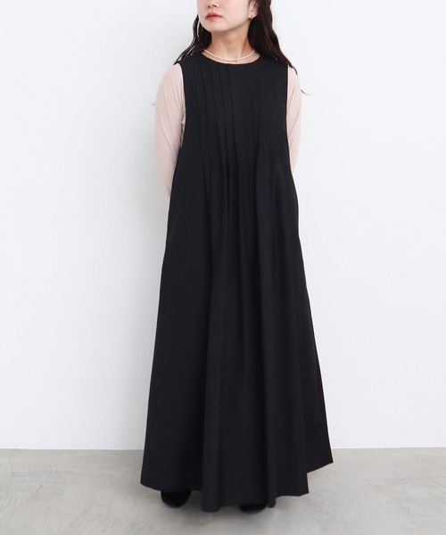 TRプリーツタックノースリワンピース（ワンピース）｜l'atelier du