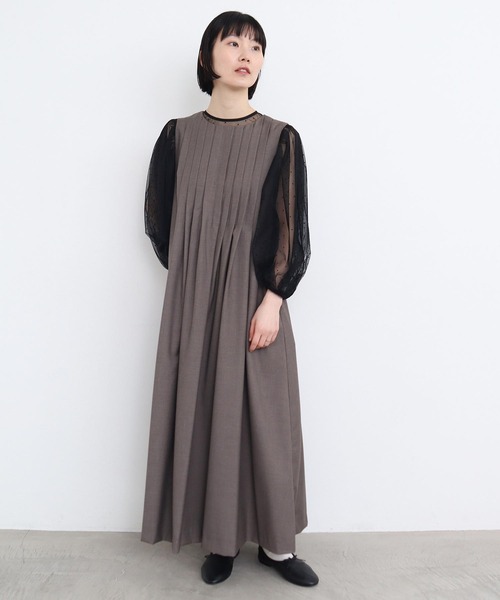 l'atelier du savon（アトリエドサボン）の「_TRプリーツタックノースリワンピース（ワンピース・レディース・ブラック/グレー・FREE）」の22枚目の写真