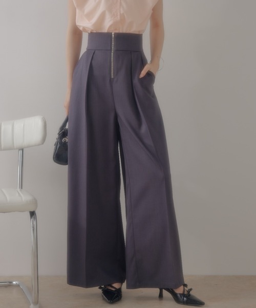 ジップワイドスラックス BACK ZIP WIDE PANTS/バックジップワイドパンツ（スラックス