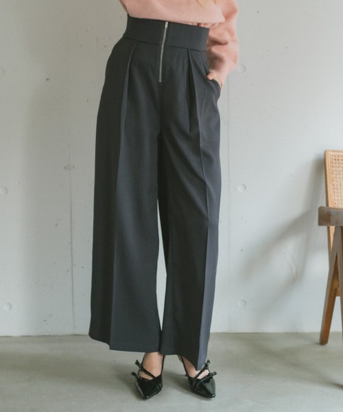 ジップワイドスラックス ストライプワイドスラックス | ファッション通販サイト NUGU