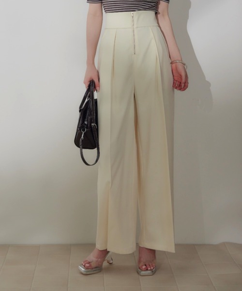 ECREL(エクレール)の「フロントジップワイドスラックス(スラックス・レディース・チャコールグレー/アイボリー・M/S)」の20枚目の写真