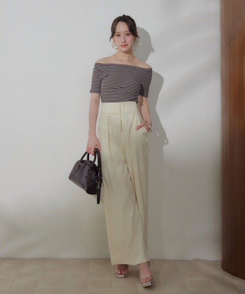 ECREL(エクレール)の「フロントジップワイドスラックス(スラックス・レディース・チャコールグレー/アイボリー・M/S)」の19枚目の写真