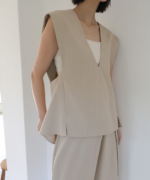 select MOCA Et（セレクトモカエト）の「【Et】Back Flare Vest（ベスト・レディース・ライトブラウン/ブラック/ベージュ・FREE）」の11枚目の写真