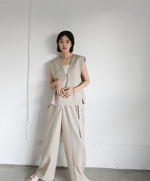 select MOCA Et（セレクトモカエト）の「【Et】Back Flare Vest（ベスト・レディース・ライトブラウン/ブラック/ベージュ・FREE）」の7枚目の写真