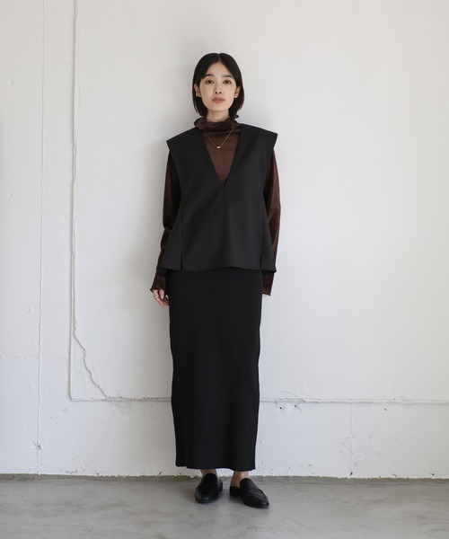 select MOCA Et（セレクトモカエト）の「【Et】Back Flare Vest（ベスト・レディース・ライトブラウン/ブラック/ベージュ・FREE）」の6枚目の写真