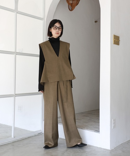 select MOCA Et（セレクトモカエト）の「【Et】Back Flare Vest（ベスト・レディース・ライトブラウン/ブラック/ベージュ・FREE）」の5枚目の写真
