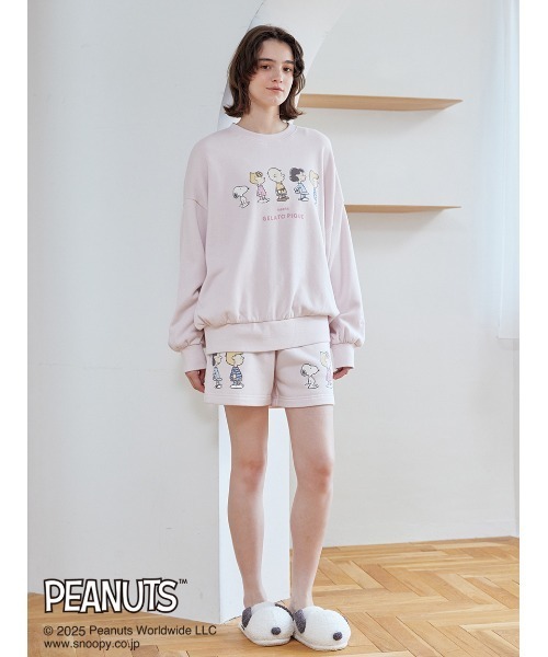 【PEANUTS】SNOOPY 裏毛ワンポイントプルオーバ&ショットパンツ PEANUTS】SNOOPY 裏毛ワンポイントプルオーバ&ショットパンツ