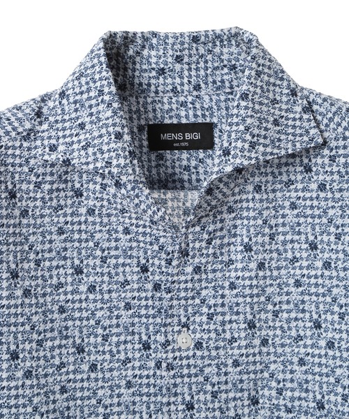 MEN'S BIGI(メンズビギ)の「〈イージーケア/吸水速乾〉エアリーサッカー千鳥フラワープリント七分袖シャツ(シャツ/ブラウス・メンズ・ホワイト系その他/グリーン/イエロー/ネイビー・01/02/03/04)」の13枚目の写真