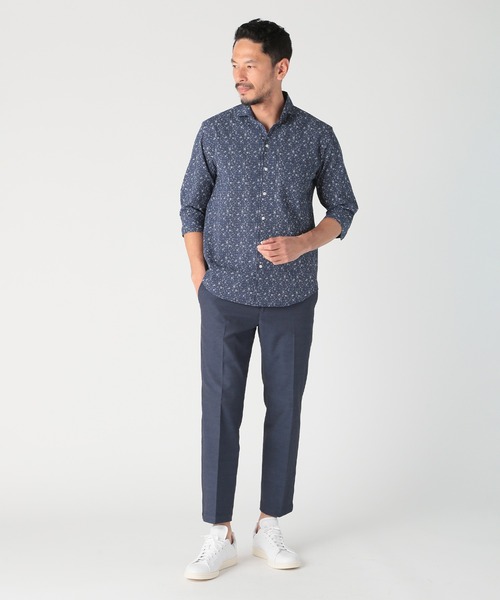 MEN'S BIGI(メンズビギ)の「〈イージーケア/吸水速乾〉エアリーサッカー千鳥フラワープリント七分袖シャツ(シャツ/ブラウス・メンズ・ホワイト系その他/グリーン/イエロー/ネイビー・01/02/03/04)」の10枚目の写真